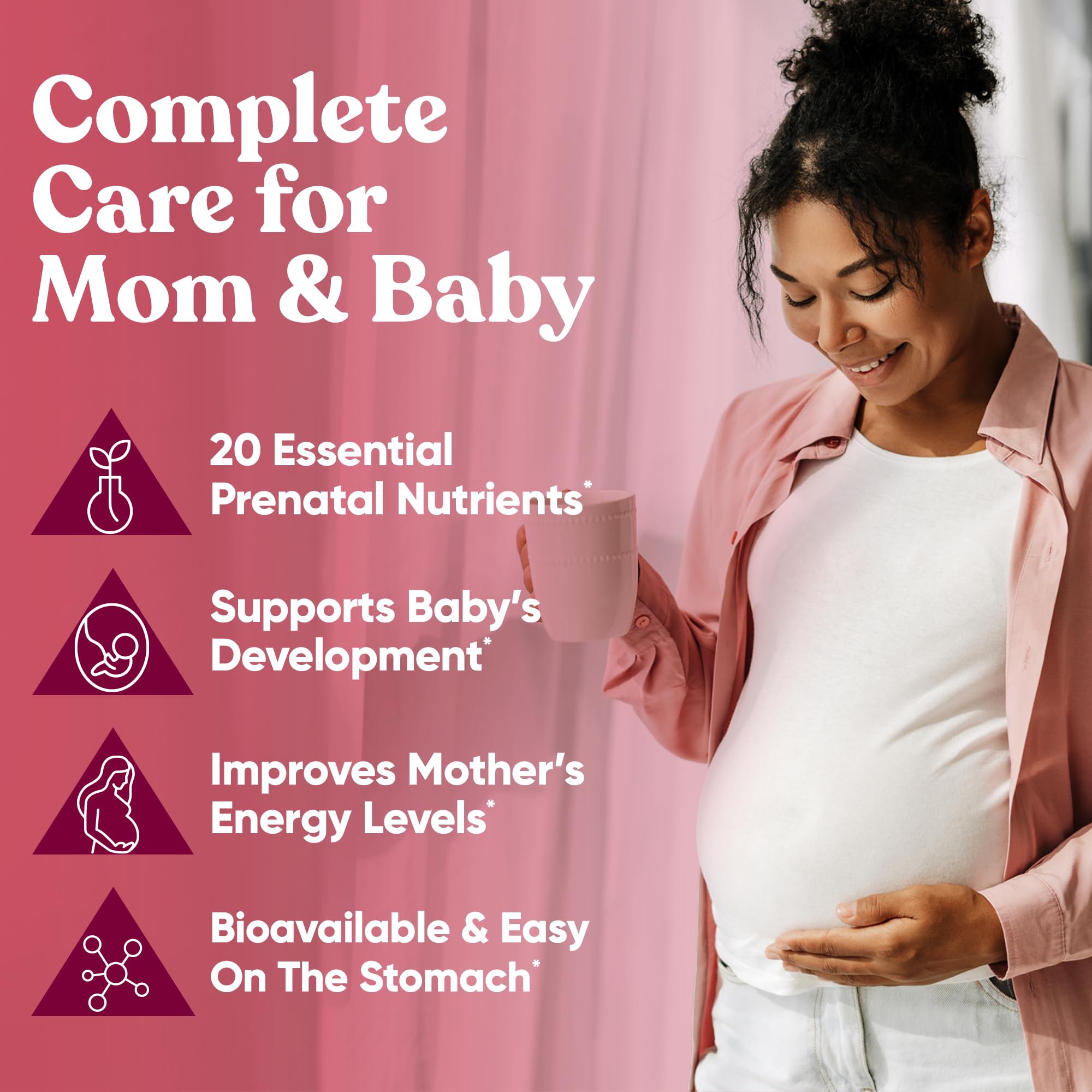 Glow Prenatal capsules close-up highlighting vegan DHA and folic acid benefits