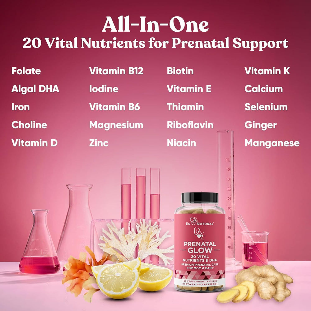 DHA and folic acid ingredients for fetal development in Glow Prenatal