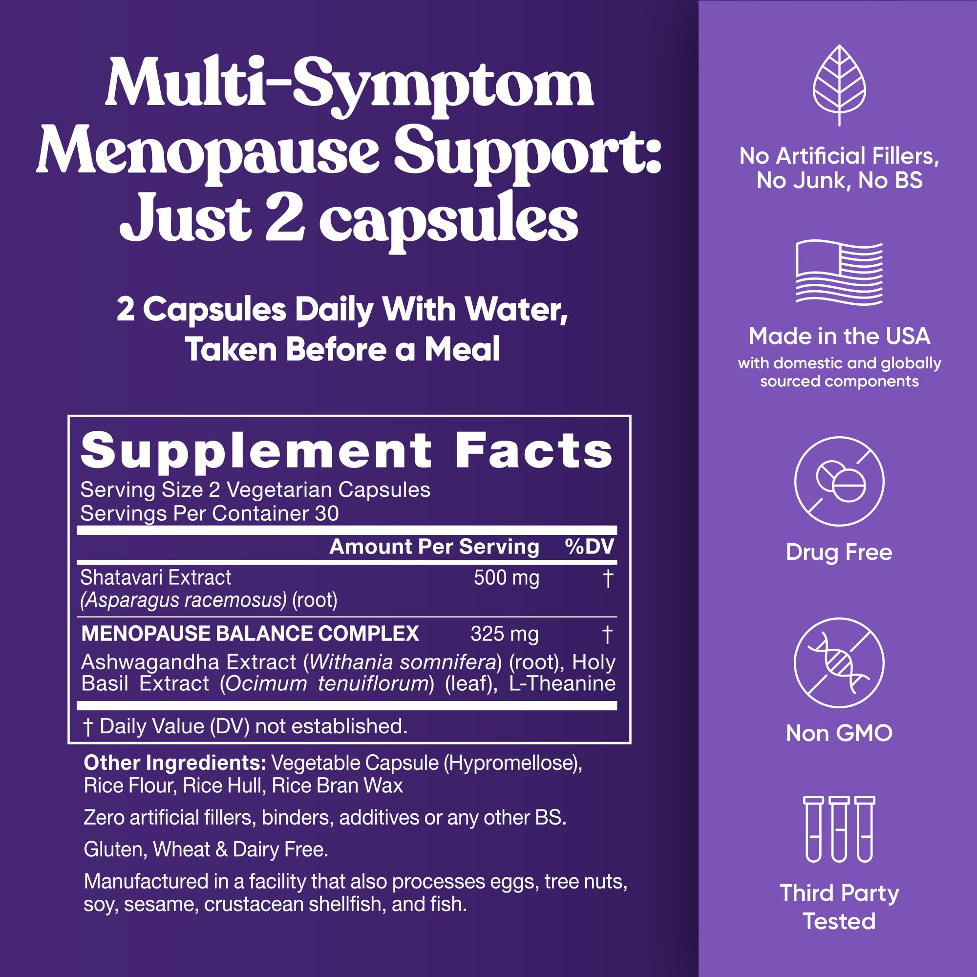 Eu Natural Menopause Balance ingredients blend label shows herbal science behind balance