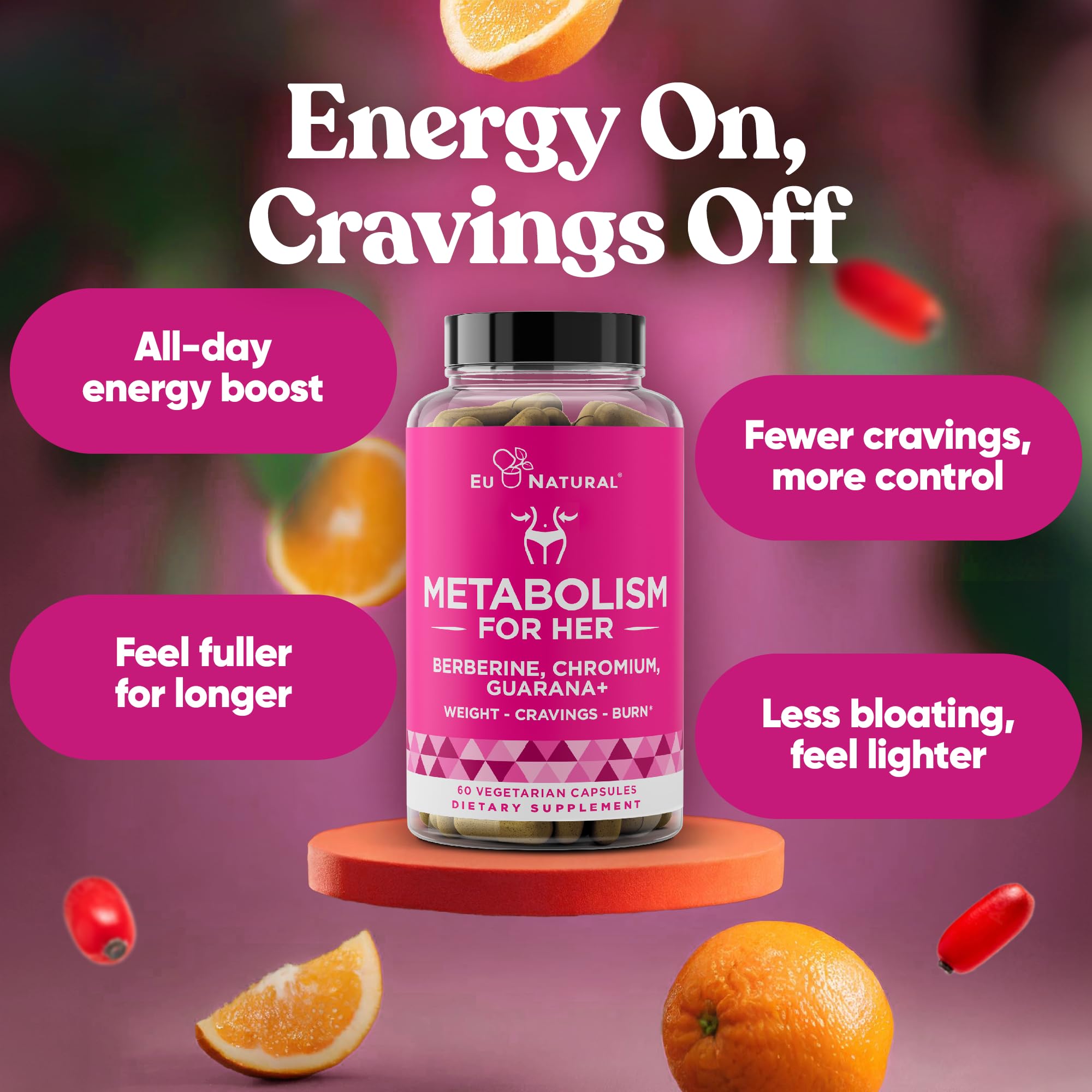 Eu Natural Metabolism for Her berberine ingredient closeup highlighting metabolism support potential