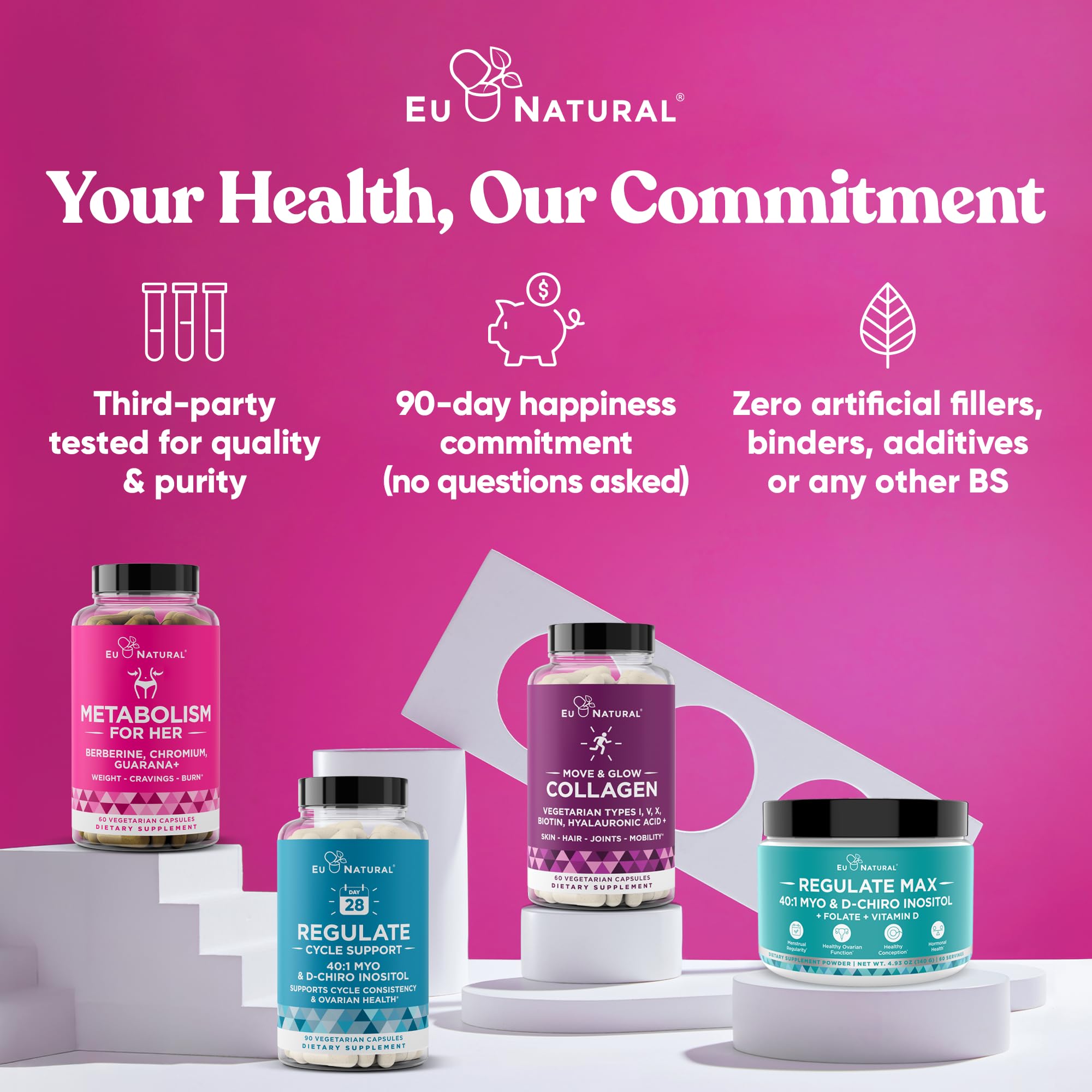 Eu Natural Metabolism for Her capsules with glass water easy to swallow with meals