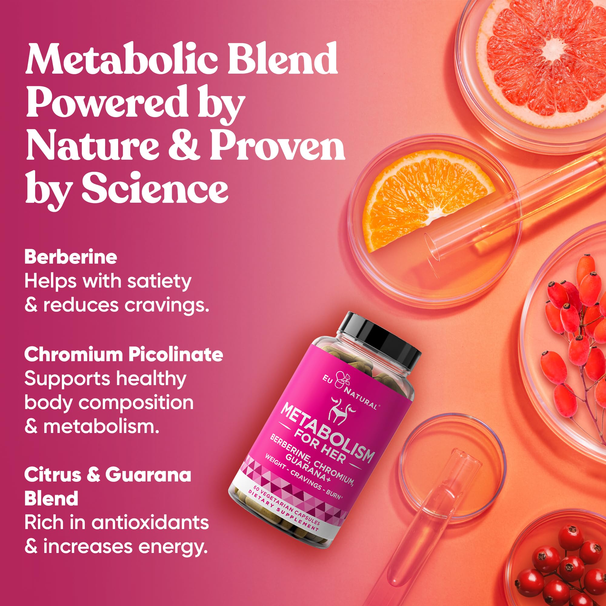 Eu Natural Metabolism for Her guarana closeup providing energy support for routines