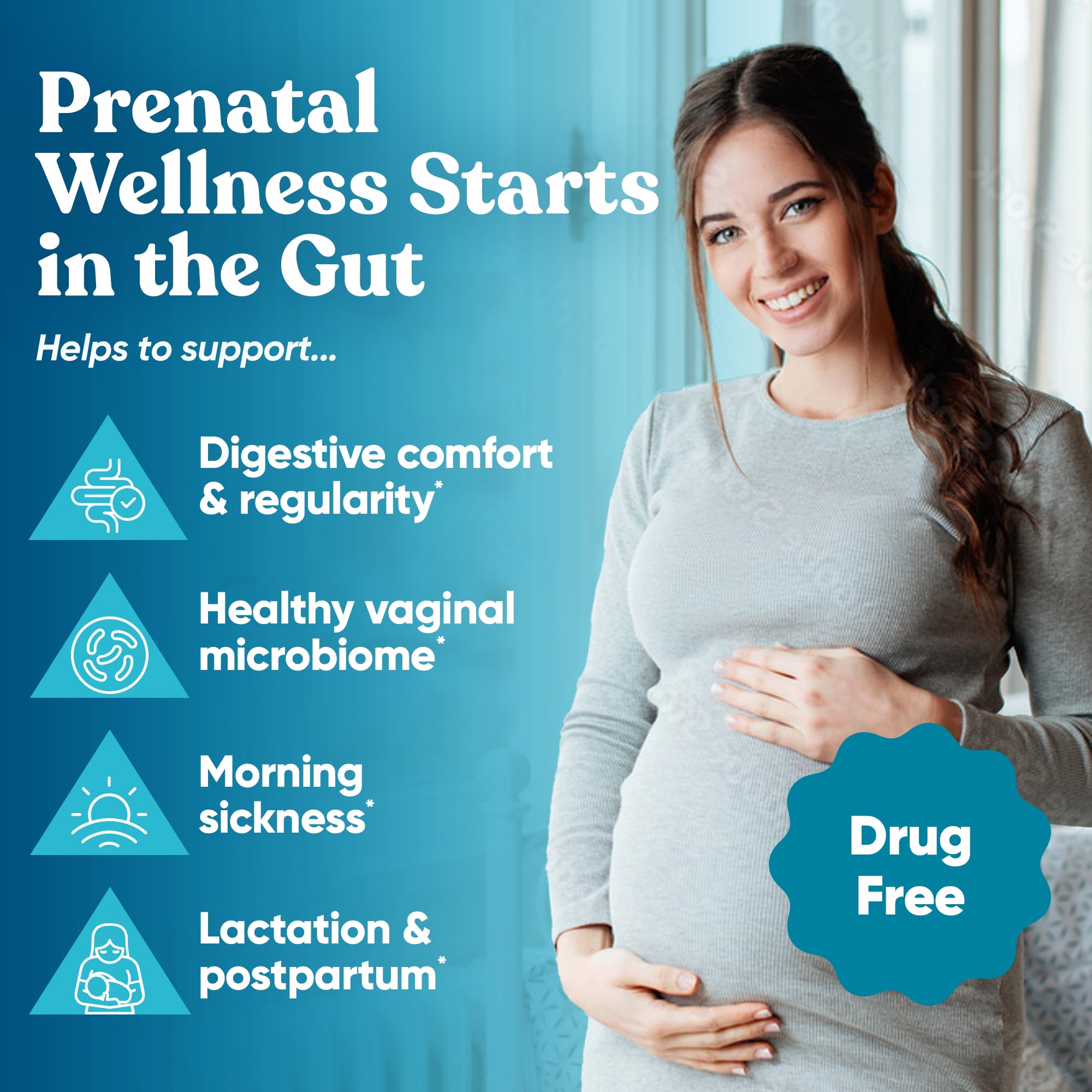 Close-up of Momma Prenatal capsules showing vegan, easy-to-swallow format.