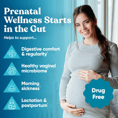 Close-up of Momma Prenatal capsules showing vegan, easy-to-swallow format.