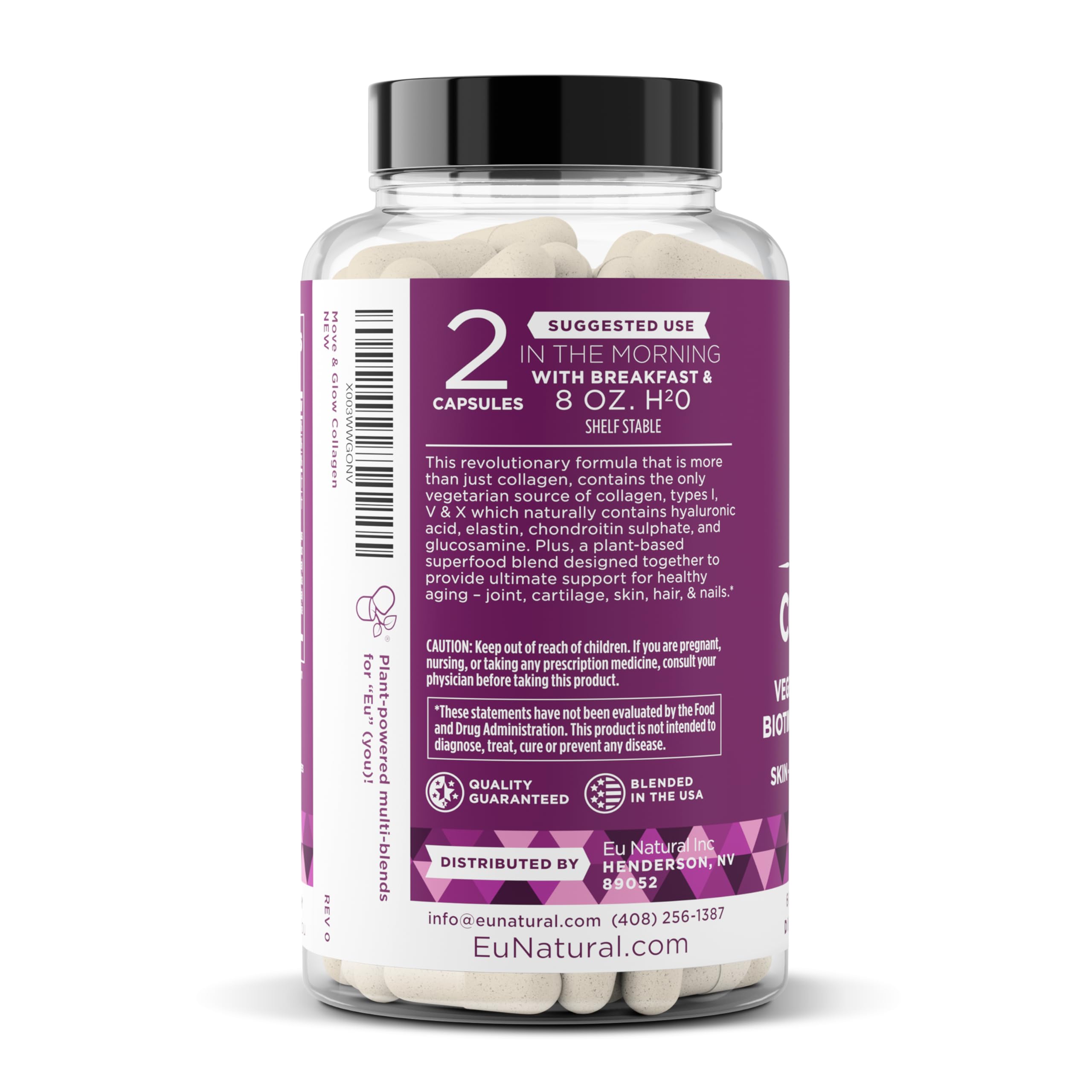 Eu Natural Move & Glow bottle on shelf with clear dosage information.