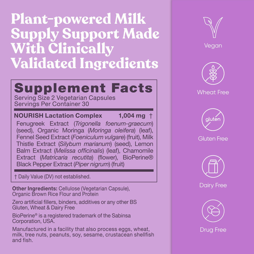 Fennel seed in Nourish supports milk quality for infant feeding.