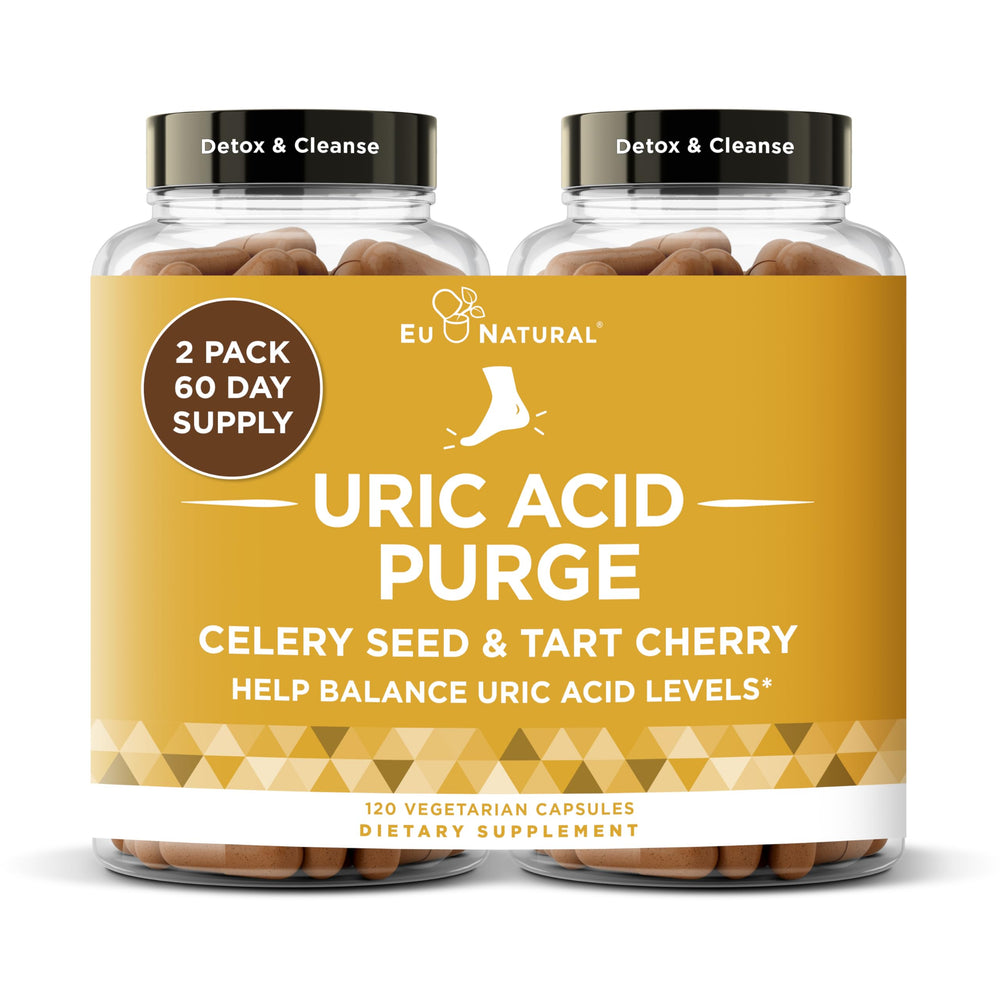 Eu Natural Purge Uric Acid Flush bottle ready for daily detox support.