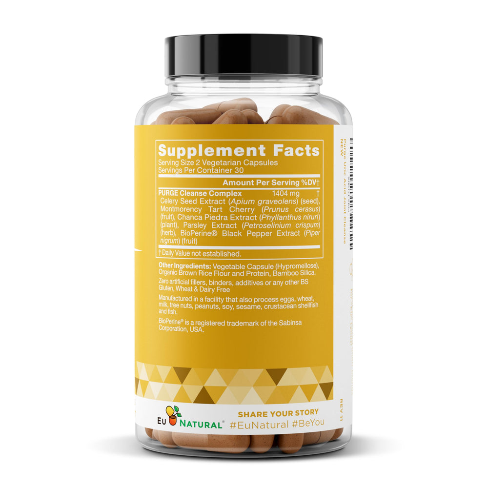 Eu Natural Purge Uric Acid Flush vegetarian capsules for daily wellness.