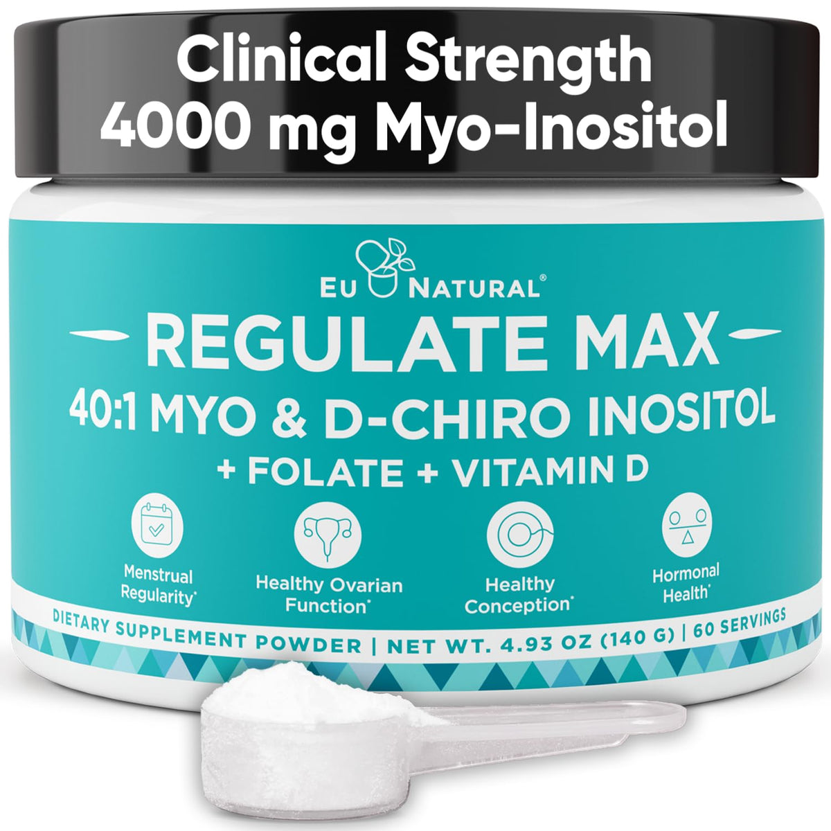 Eu Natural Regulate Max bottle closeup highlighting premium hormone-support blend