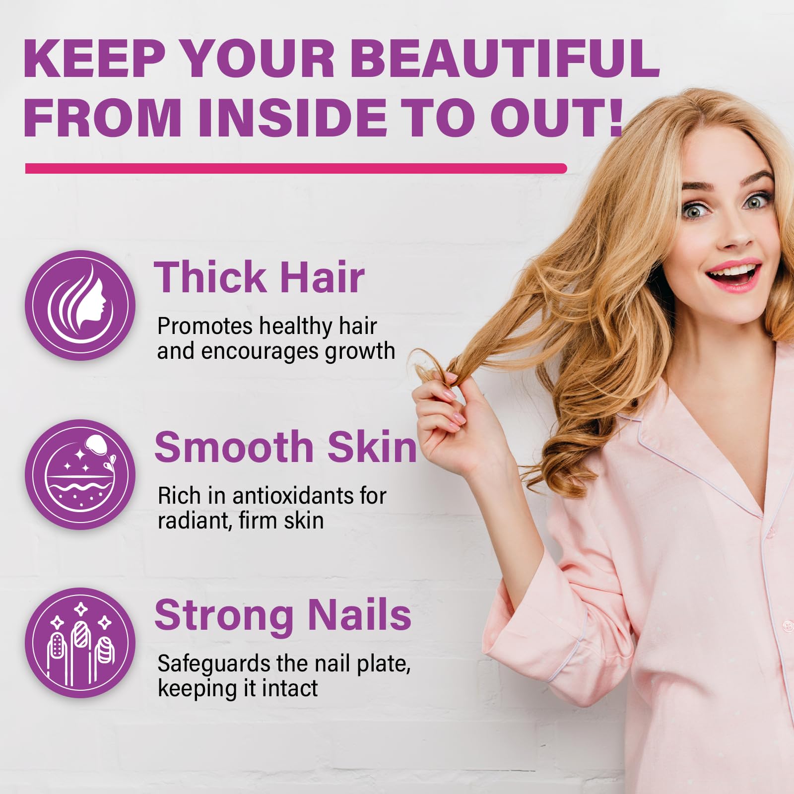 Euapeark Biotin Gummies packaging highlighting 8-in-1 formula ingredients.