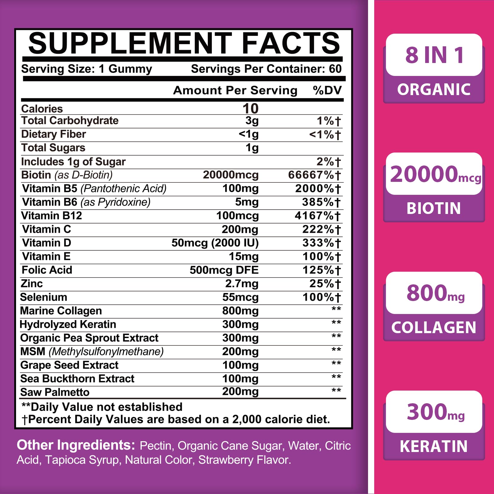Close-up of Euapeark Biotin Gummies texture for easy daily use.