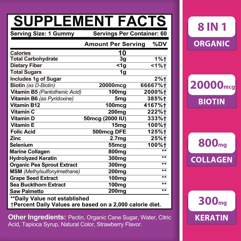 Close-up of Euapeark Biotin Gummies texture for easy daily use.