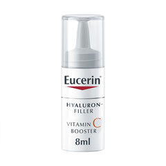 Eucerin Hyaluron-Filler Vitamin C Booster bottle with activated Vitamin C for brightness.