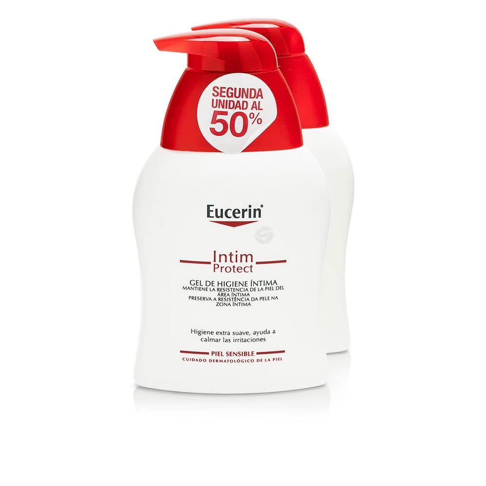 Eucerin intimate hygiene wash 2x250ml pack for gentle cleansing and supporting sensitive skin.