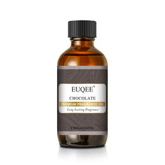 EUQEE Chocolate Fragrance Oil bottle guarded by amber glass to preserve longevity