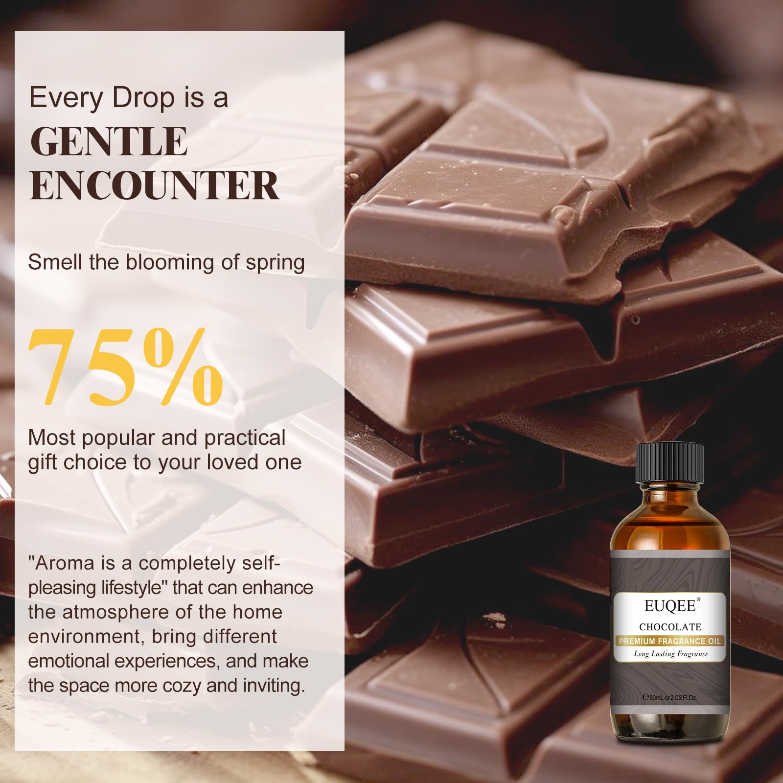 EUQEE Chocolate Fragrance Oil ideal for candles to create comforting chocolate notes