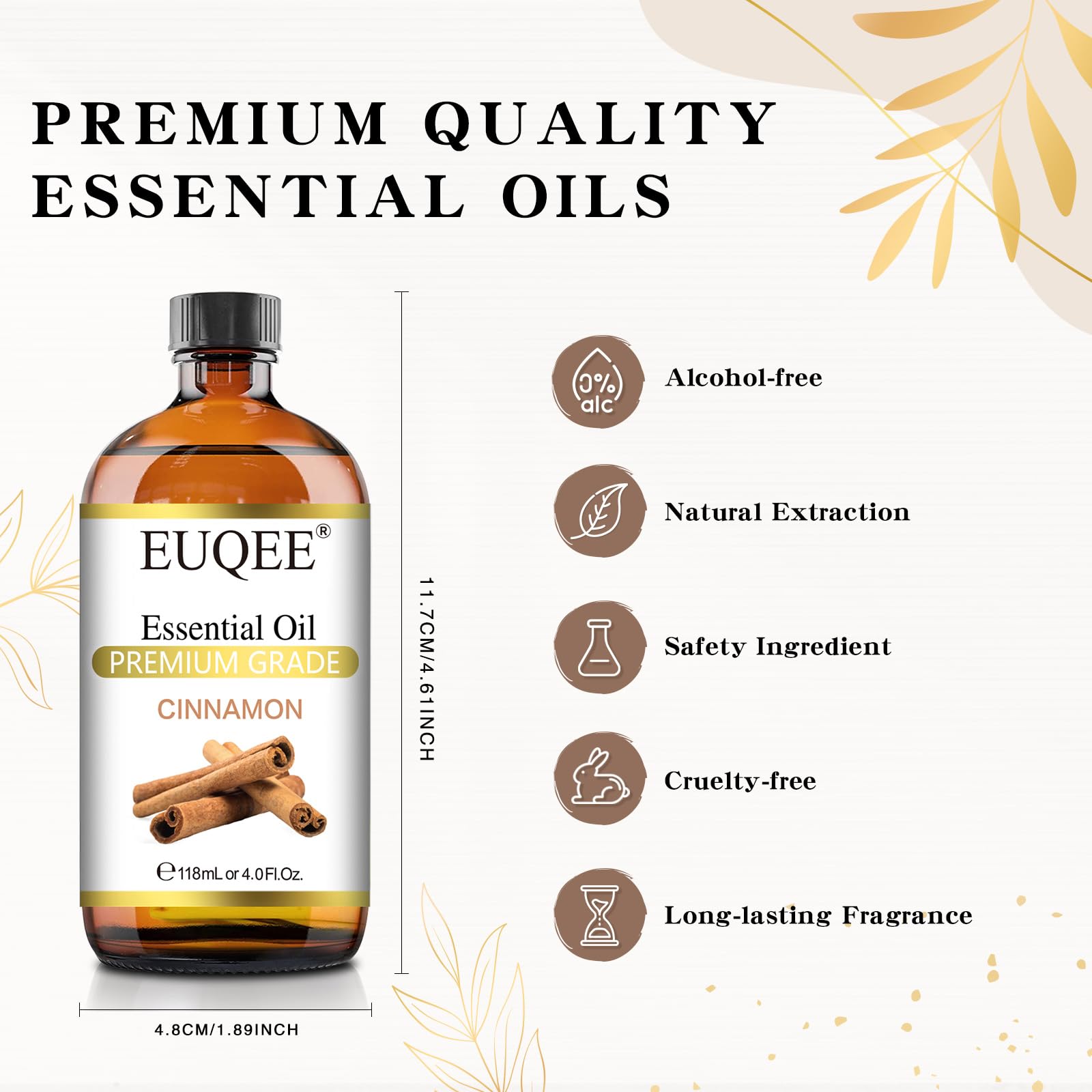 EUQEE Cinnamon essential oil ideal for candle making and home fragrance