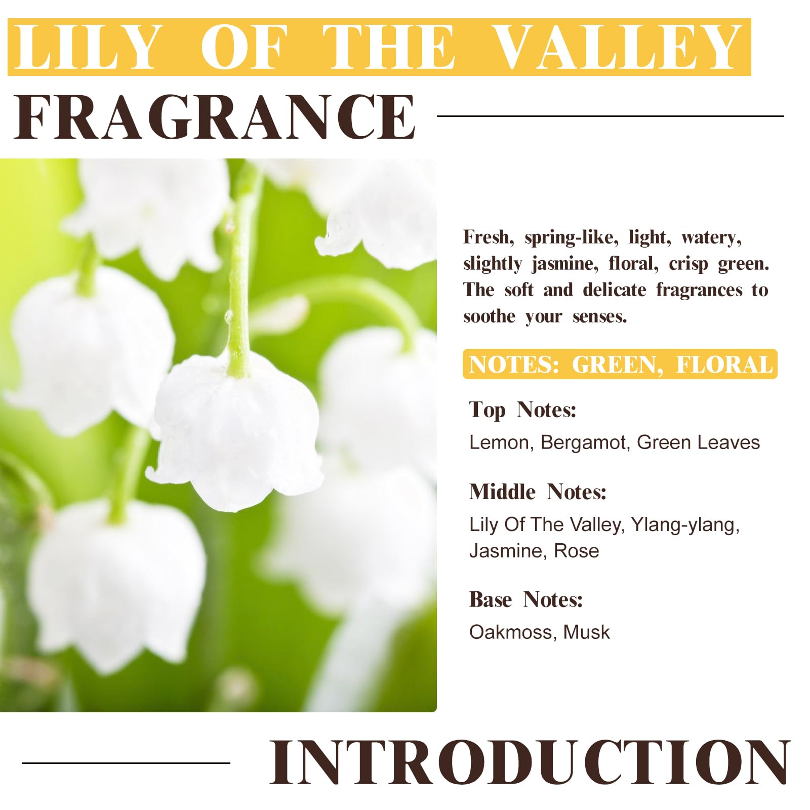 EUQEE Lily Valley fragrance bottle shown with diffuser for ambient scent.
