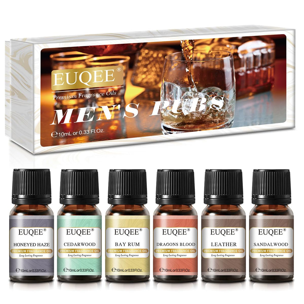 EUQEE Leather fragrance oil bottle 10ml for men, ideal for confident scent layering.