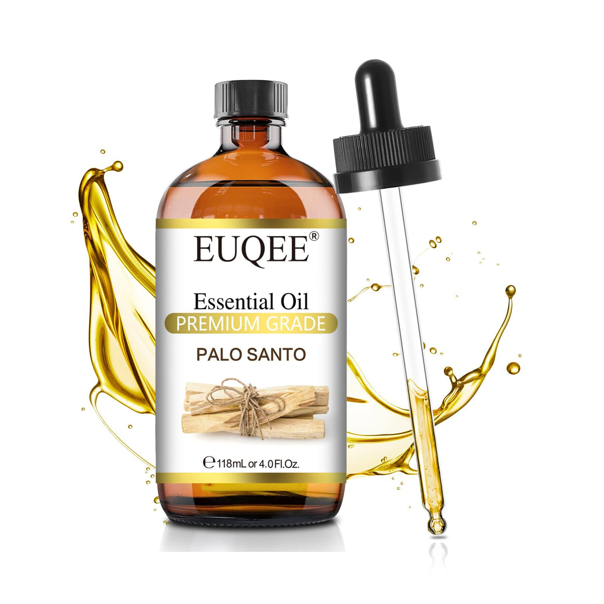 EUQEE Palo Santo essential oil bottle with dropper for precise diffusion