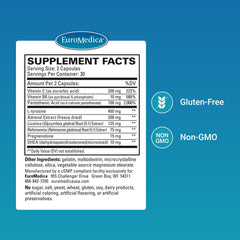 Capsules closeup of EuroMedica Adrenaplex showing supplement form for daily use