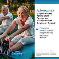 Label details of EuroMedica Adrenaplex highlighting vitamins and active ingredients
