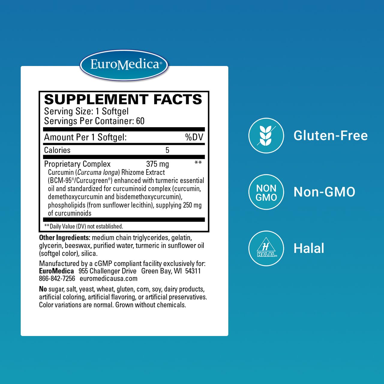 EuroMedica CuraPro capsules closeup showing softgel texture and curcumin content.