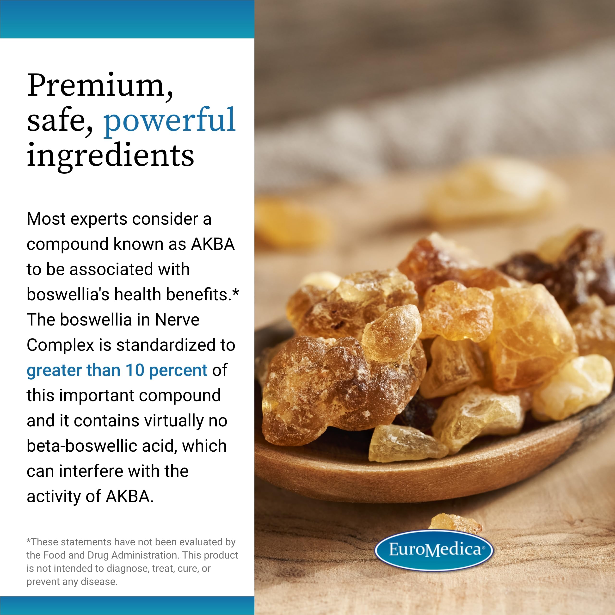 Ingredients panel featuring boswellia serrata for circulation support.