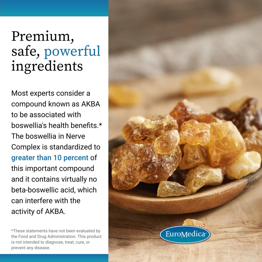 Ingredients panel featuring boswellia serrata for circulation support.