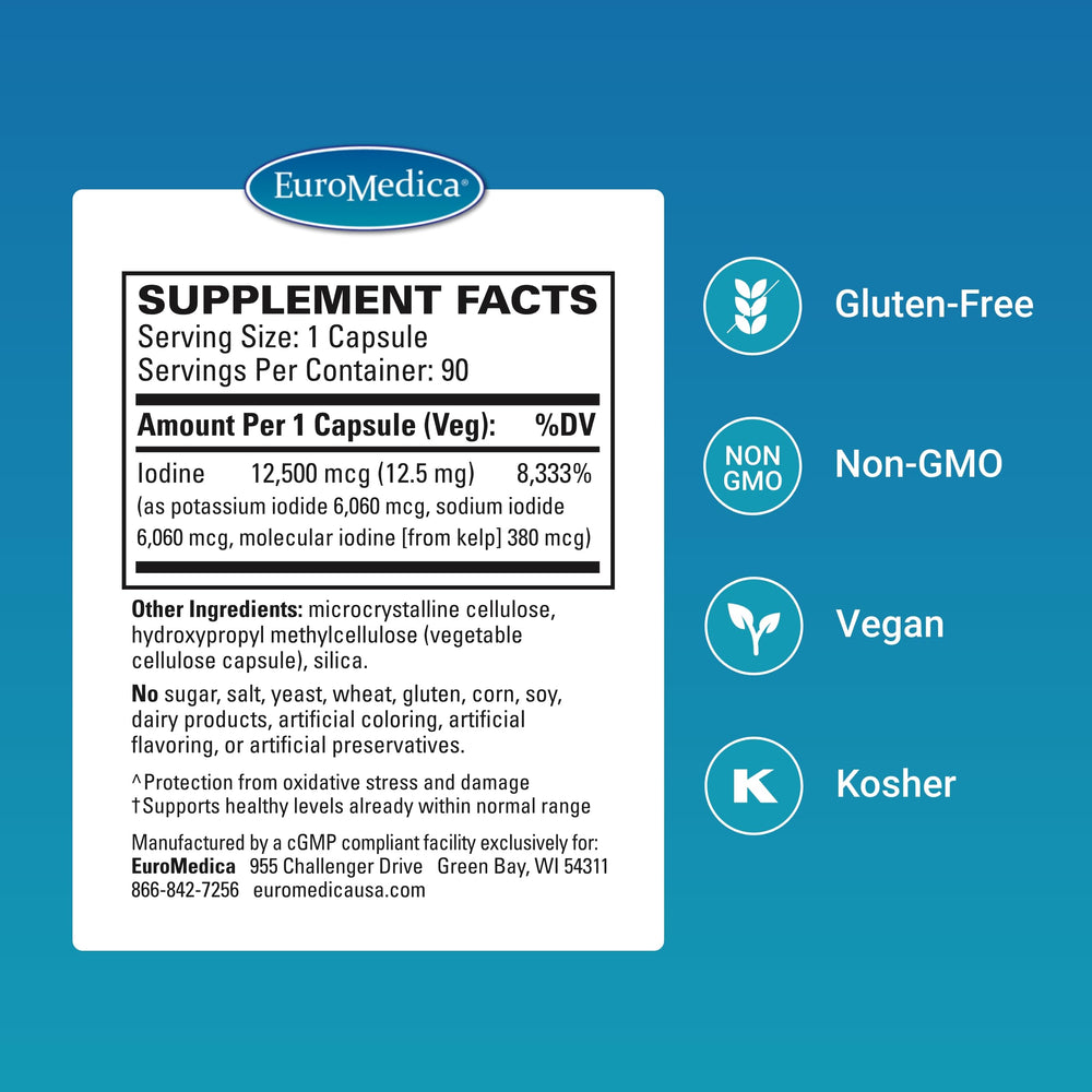 EuroMedica Tri-Iodine capsules; convenient daily dose for hormone balance.