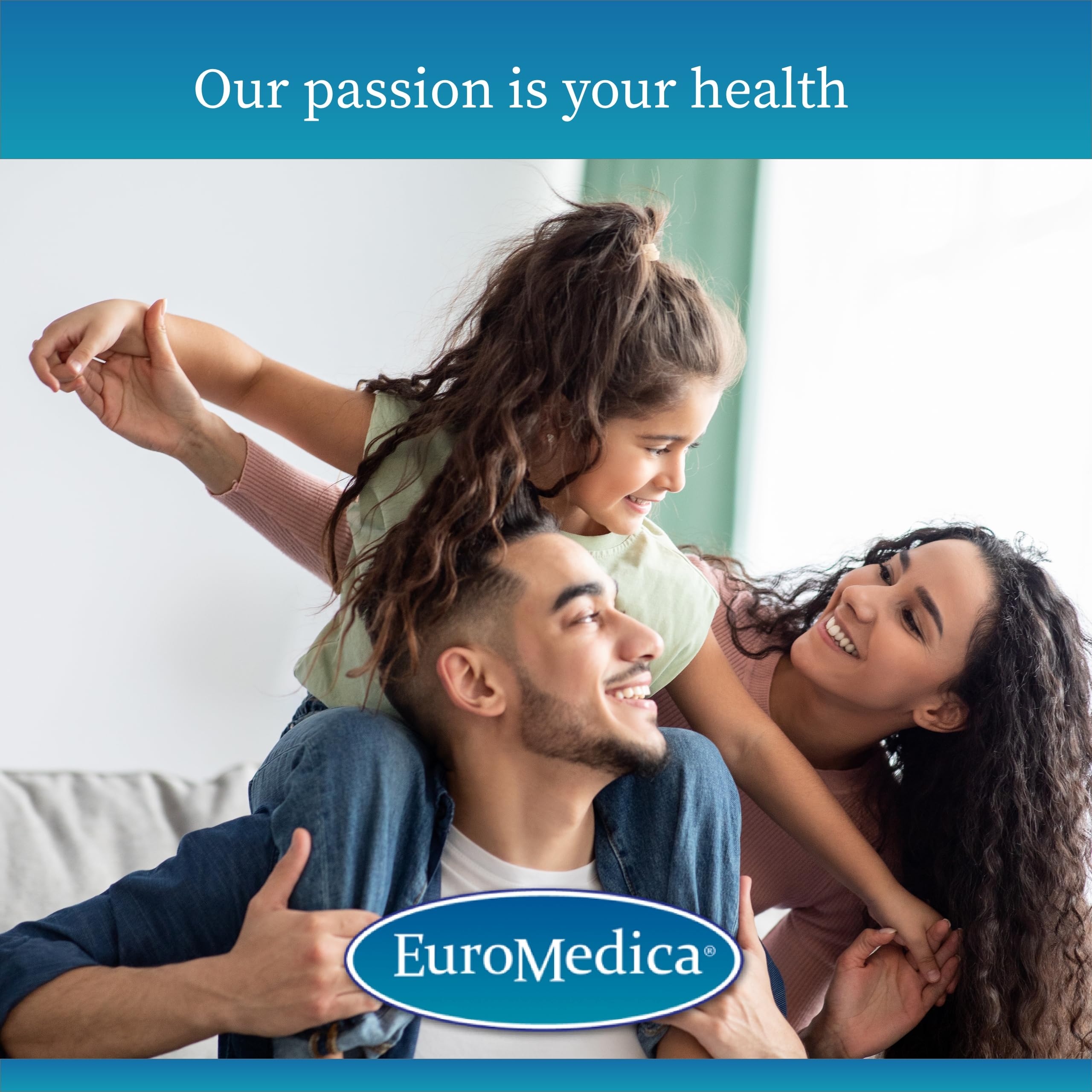 EuroMedica Tri-Iodine bottle with insert describing iodine forms for wellness.