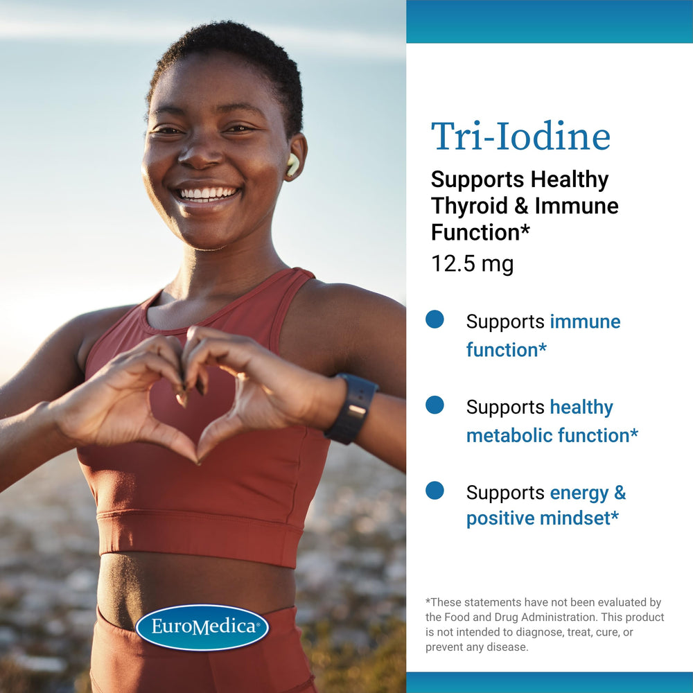 EuroMedica Tri-Iodine label highlights kelp-derived iodine for immune support.