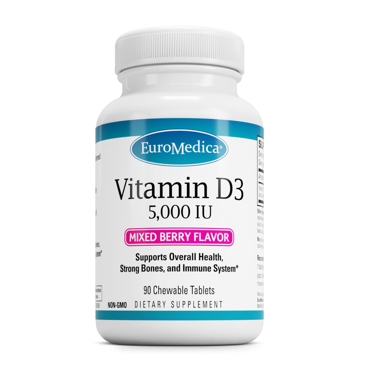 EuroMedica Vitamin D3 5000IU bottle – bone health support.