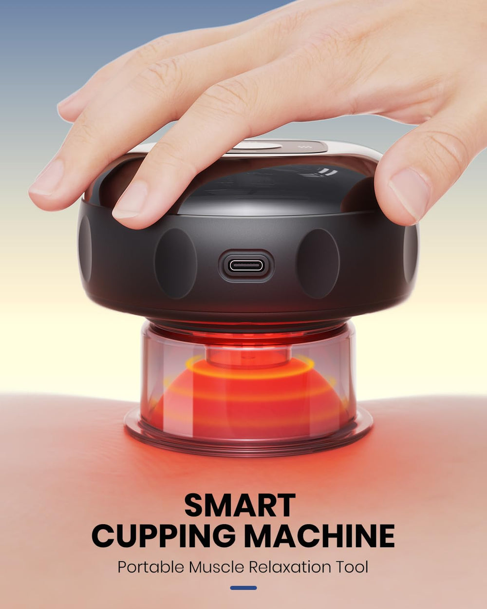 EURPMASK cupping kit, heat and suction controls, side view highlights versatile comfort for post-workout recovery.