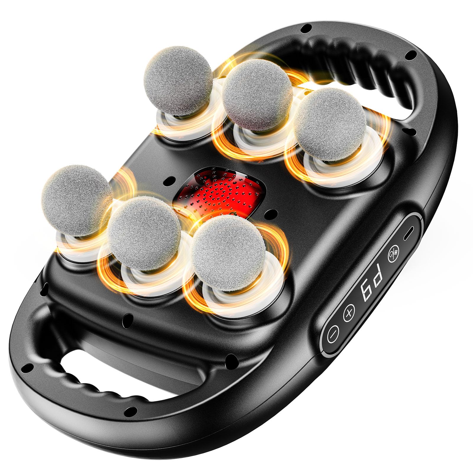 EURPMASK 6-Head Massage Gun, front view, ideal for targeting large muscle areas.