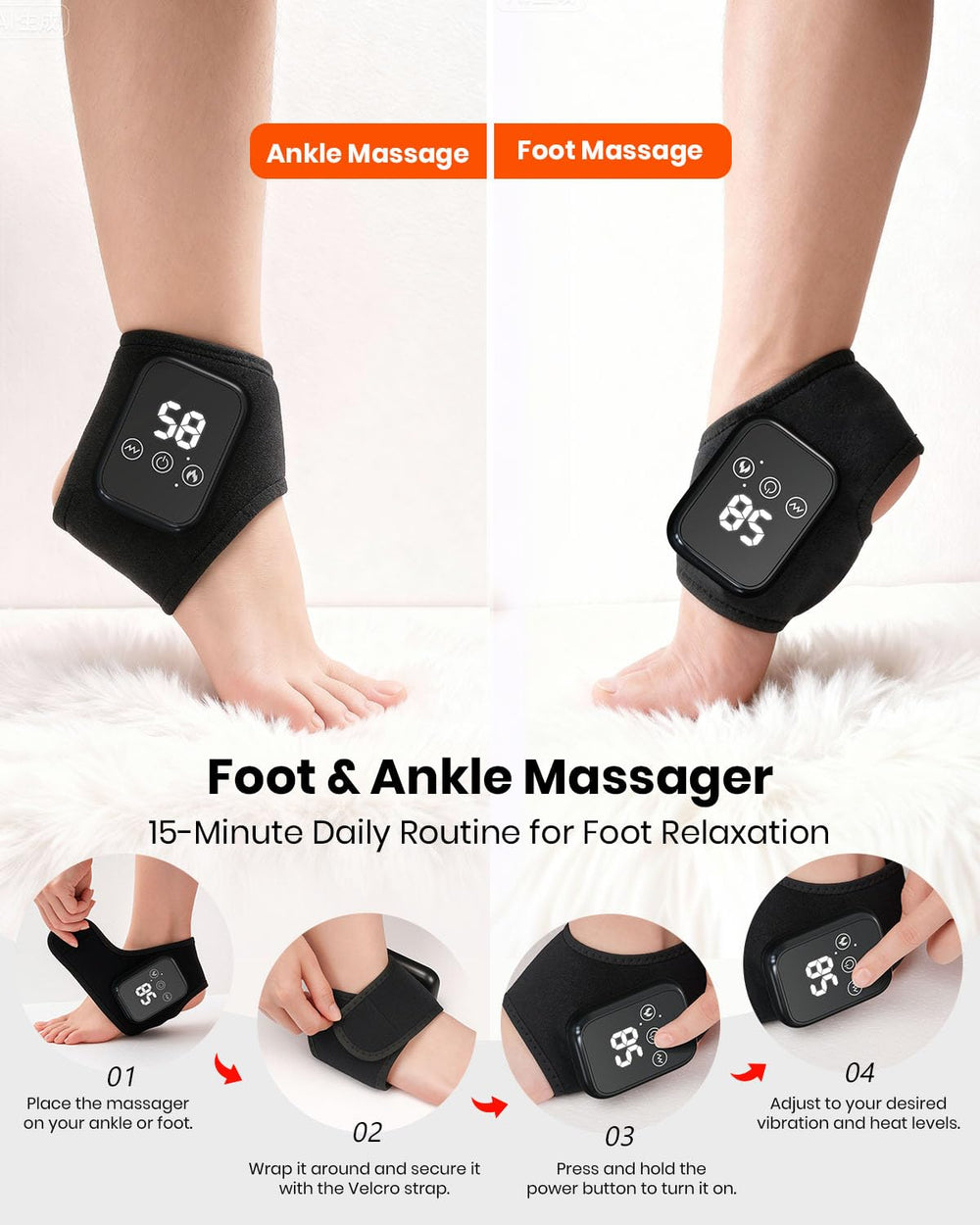 EURPMASK Foot Renew vibration modes help relax feet after activity.