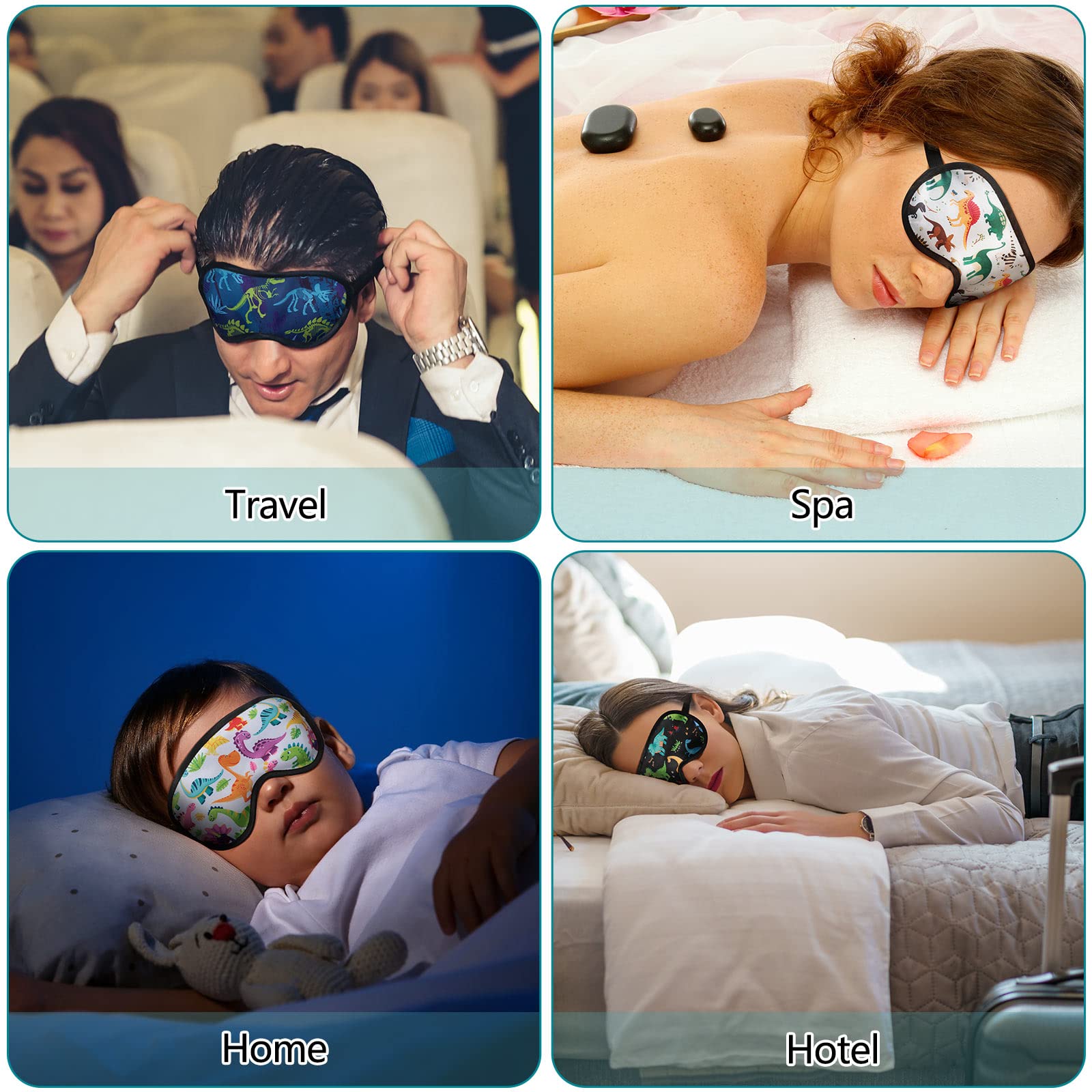 Eurzom kids sleep mask on travel, compact satin comfort for flights.