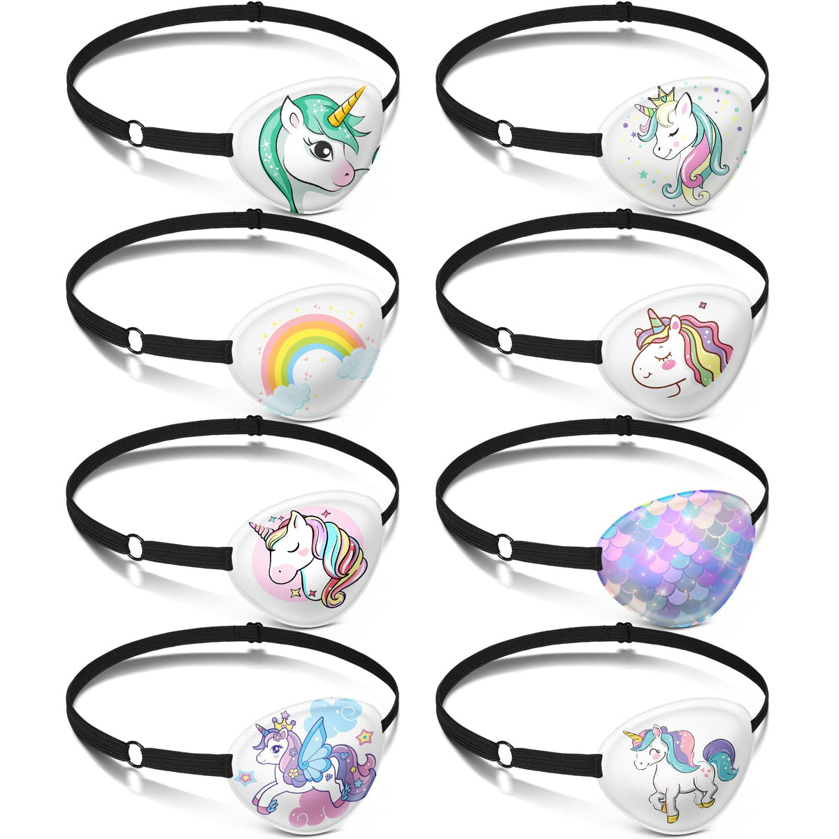 Parche ocular Eurzom unicornio para niños, diseño colorido para juego y uso diario.