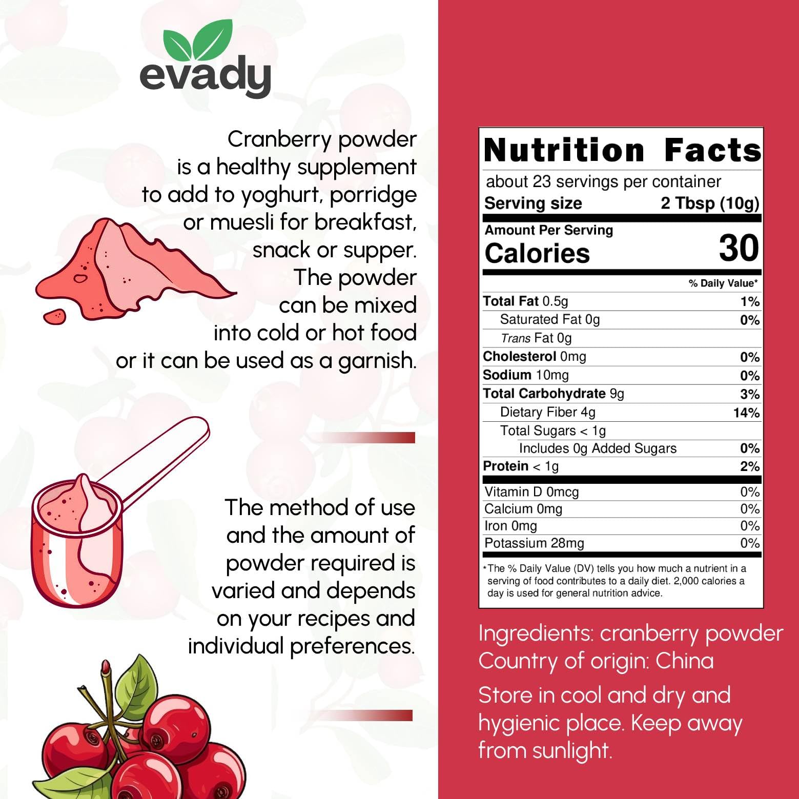 EVADY Cranberry Powder in a blender for a nutrient-rich smoothie