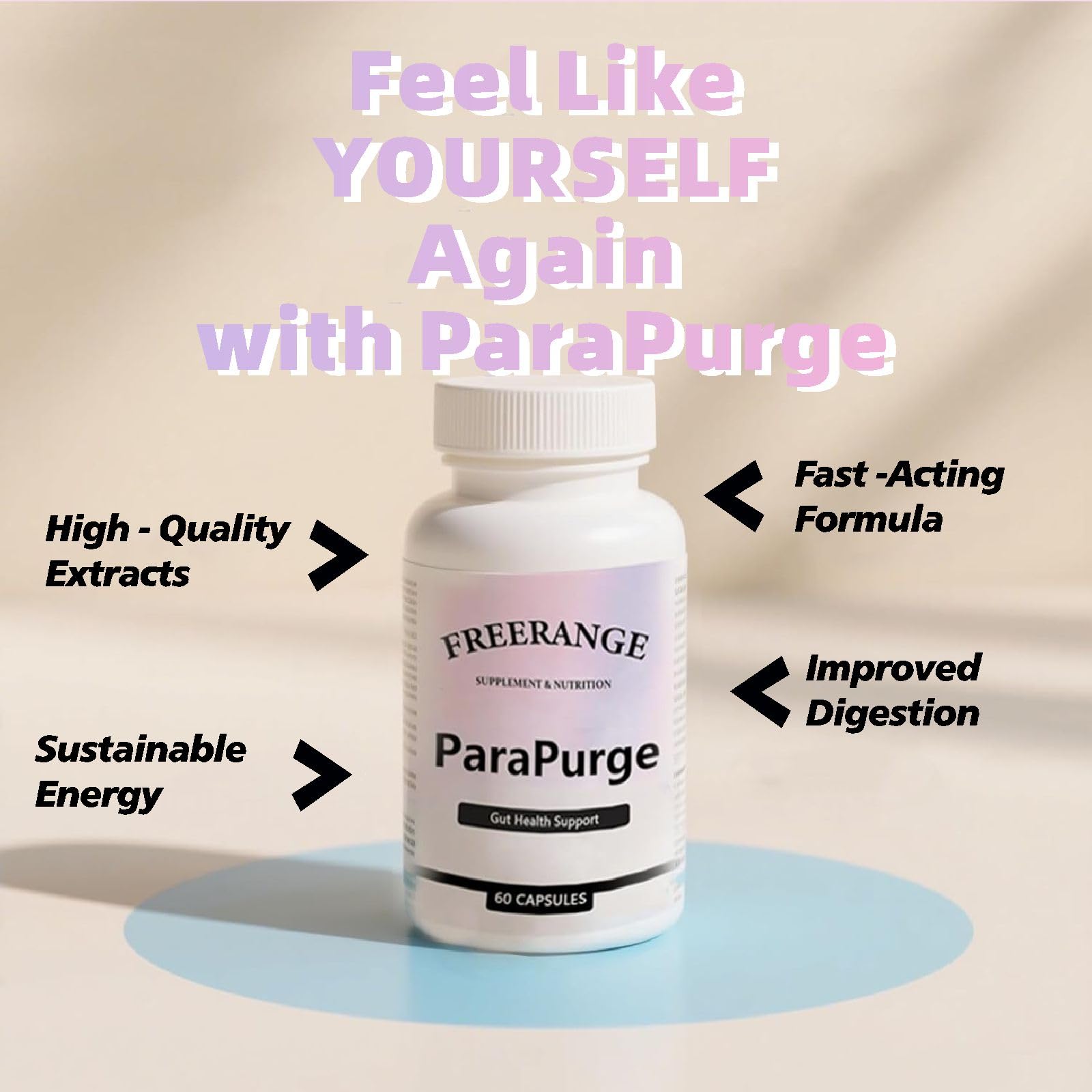 EVASANDO Parapurge in use with a glass of water during routine.