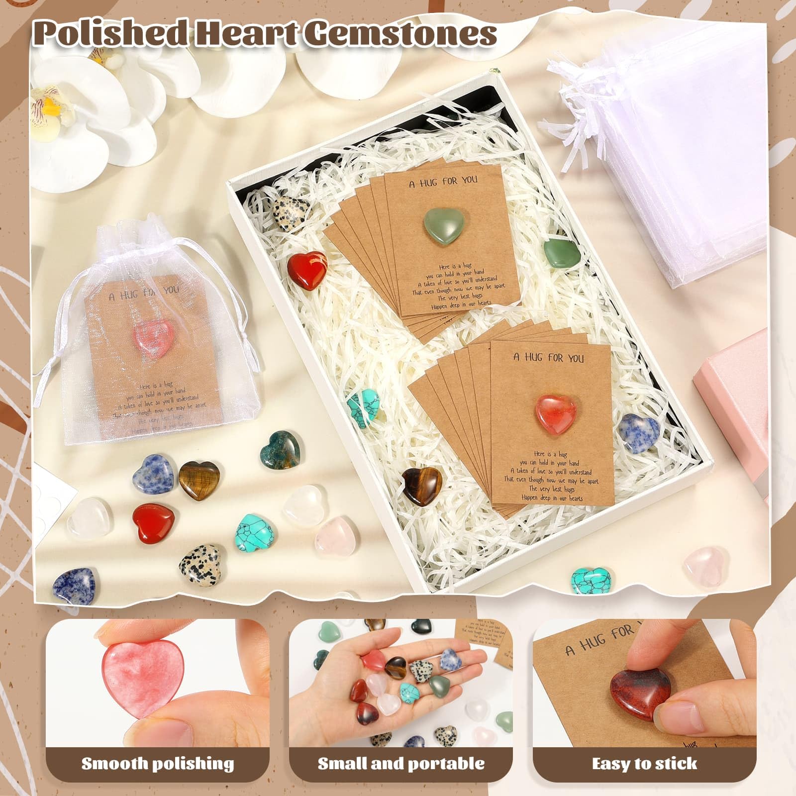 Evatage mini pocket heart stones portable 20 mm for easy carry.