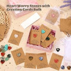 Evatage heart crystals varieties close-up showing natural colors and textures.