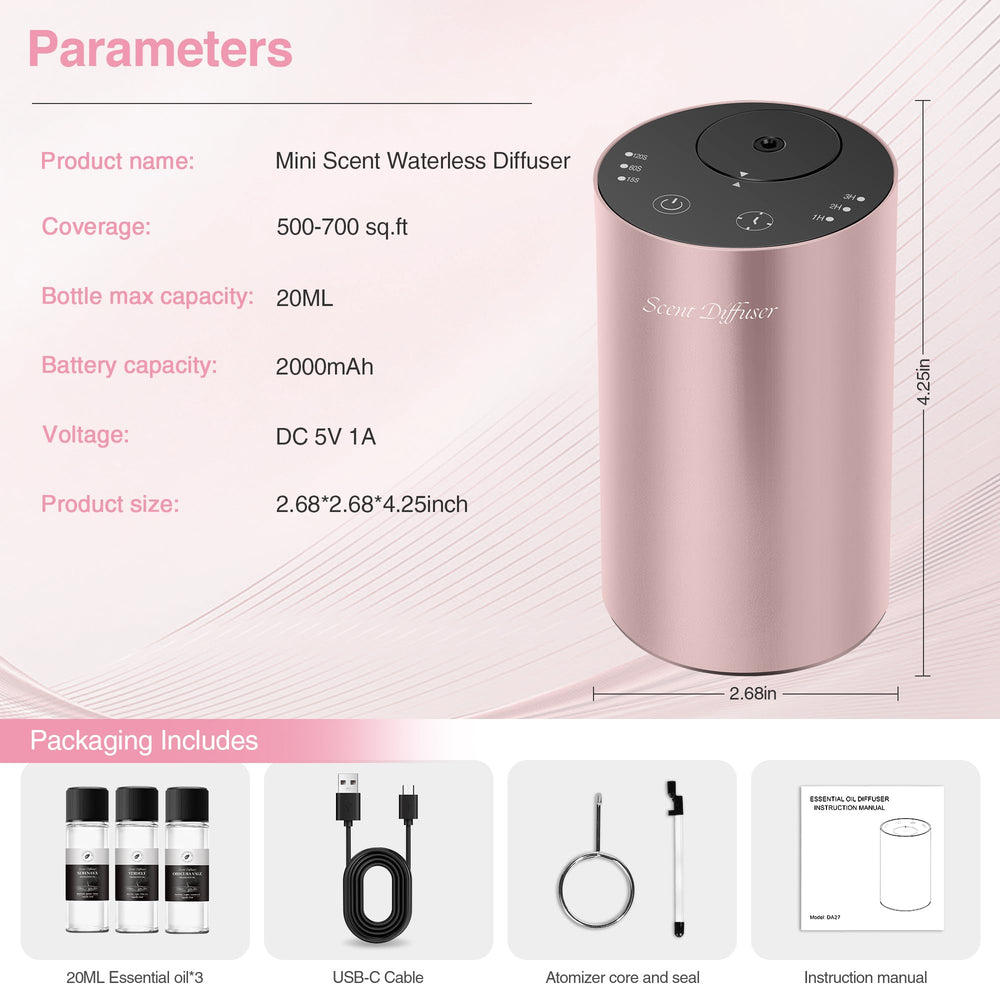 Diffuser covers up to 500 sq ft with EvCZen scent diffusion.