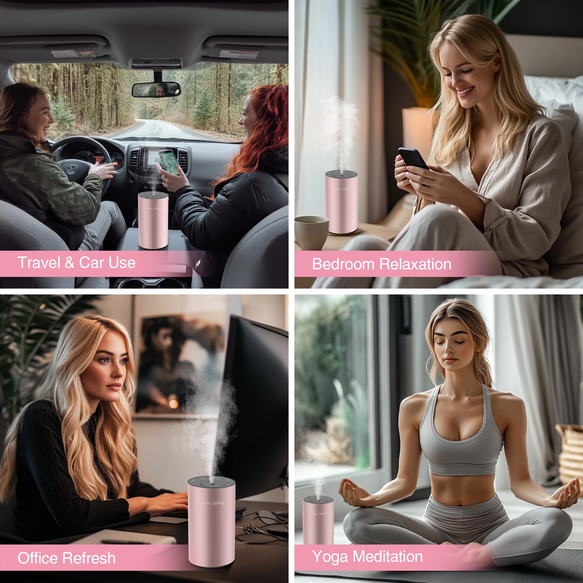 One-touch EvCZen controls mist levels for tailored aroma.
