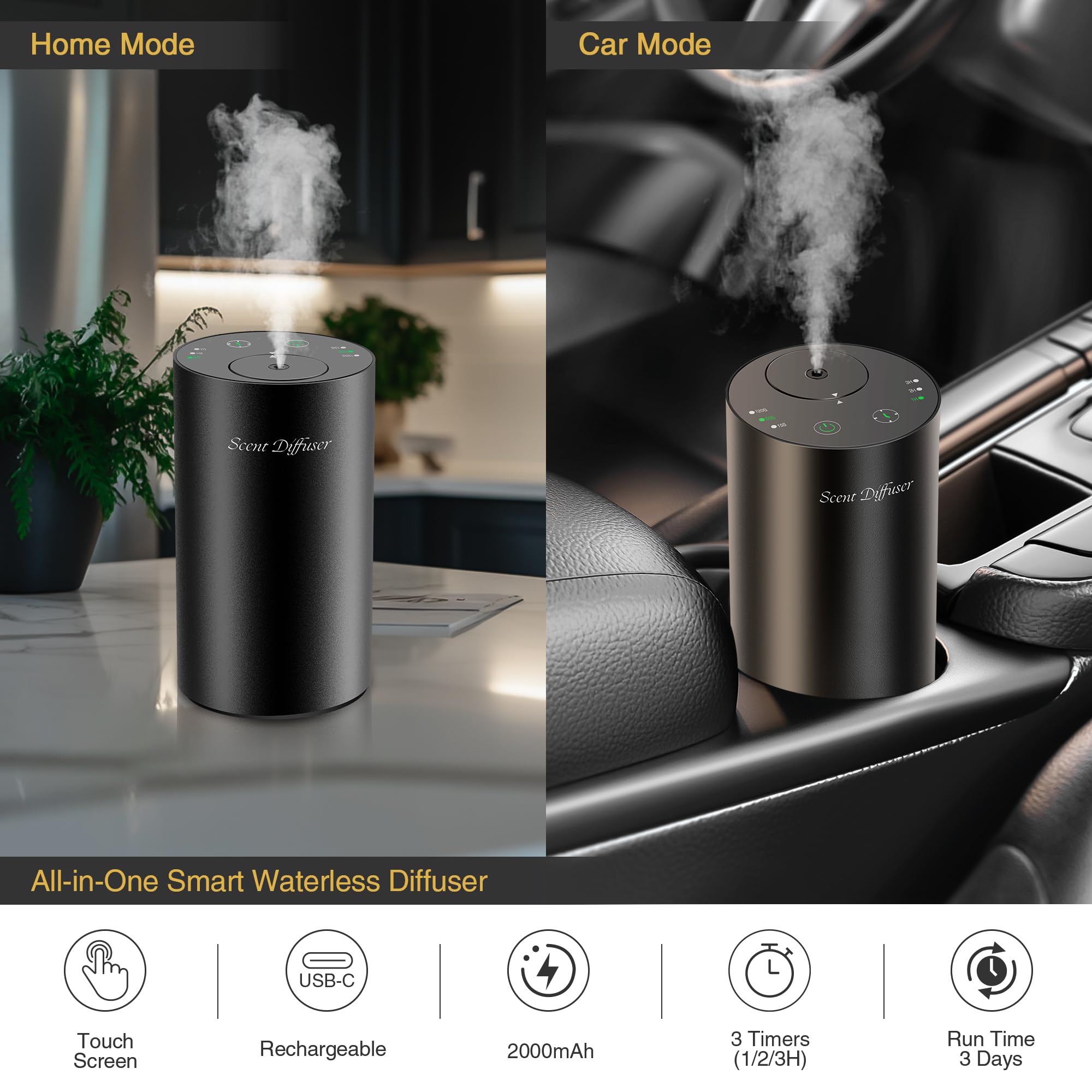EvCZen diffuser showing adjustable mist levels for customization
