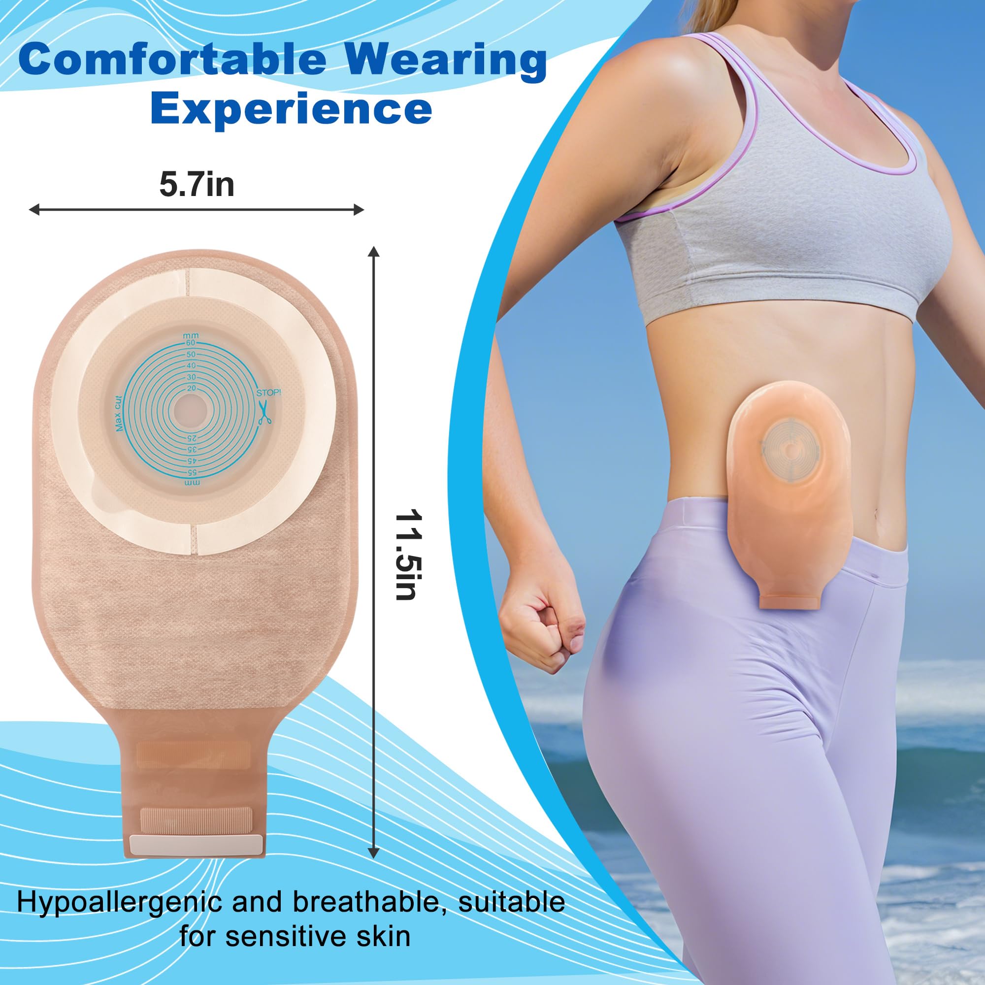 Evenpop colostomy bag showing double-adhesive system for secure adhesion