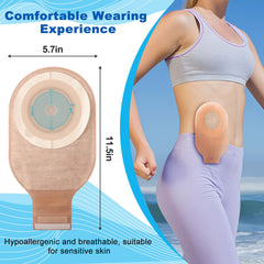 Evenpop colostomy bag showing double-adhesive system for secure adhesion