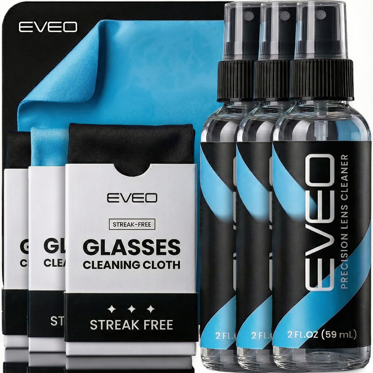 EVEO eyeglass cleaner spray bottle for streak-free lenses