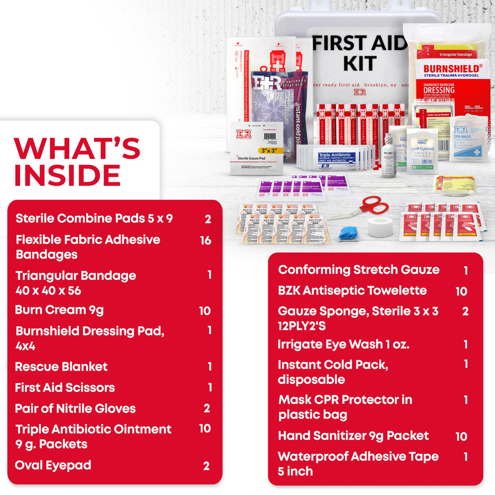 Ever Ready First Aid 10-Person Kit eye wash 1oz for safe irrigation on site.