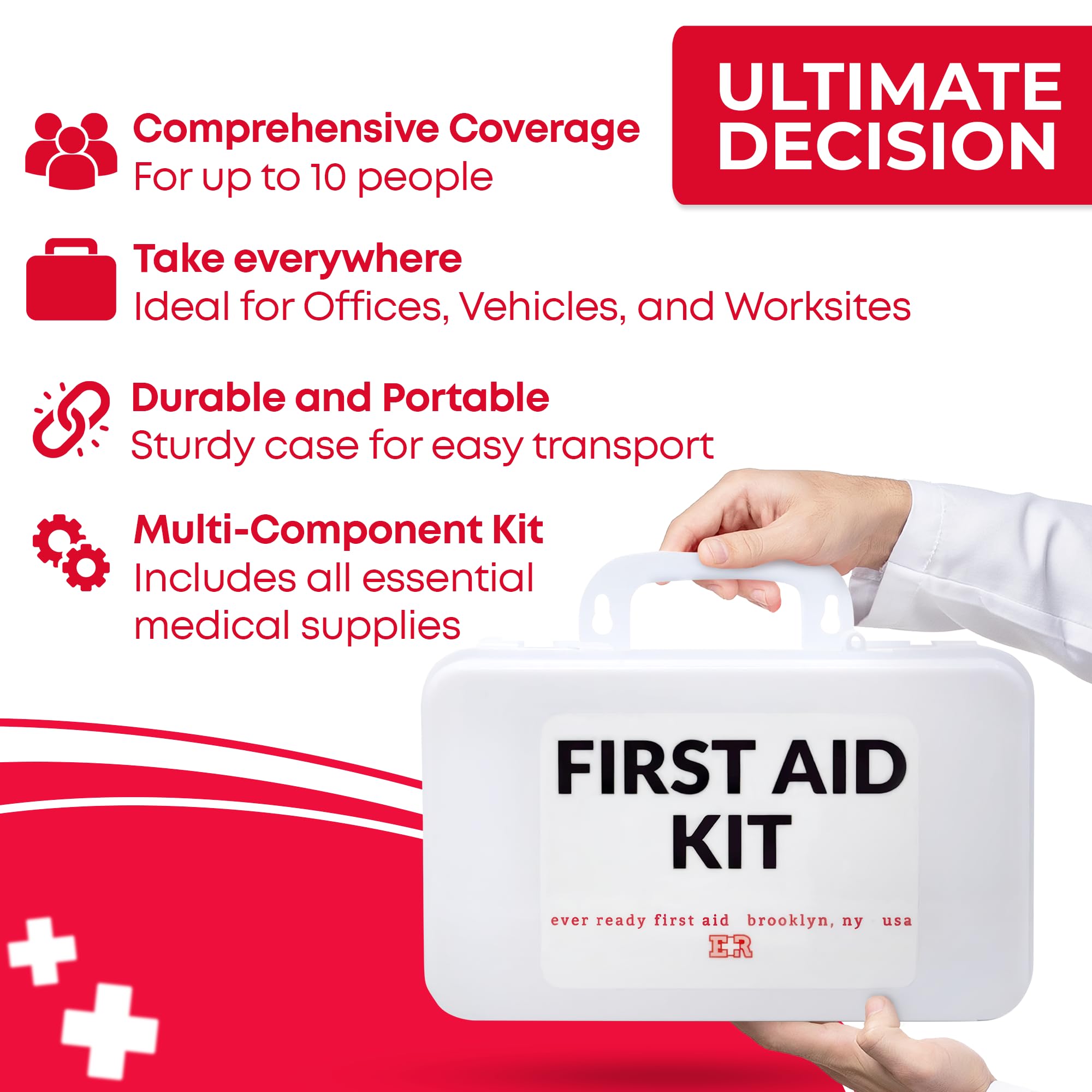 Ever Ready First Aid 10-Person Kit triangular bandage for versatile support.